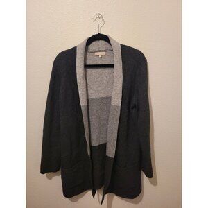 Merino Wool Cashmere Long Open Cardigan Womens XL Gray Long Sleeve Quiet Luxury